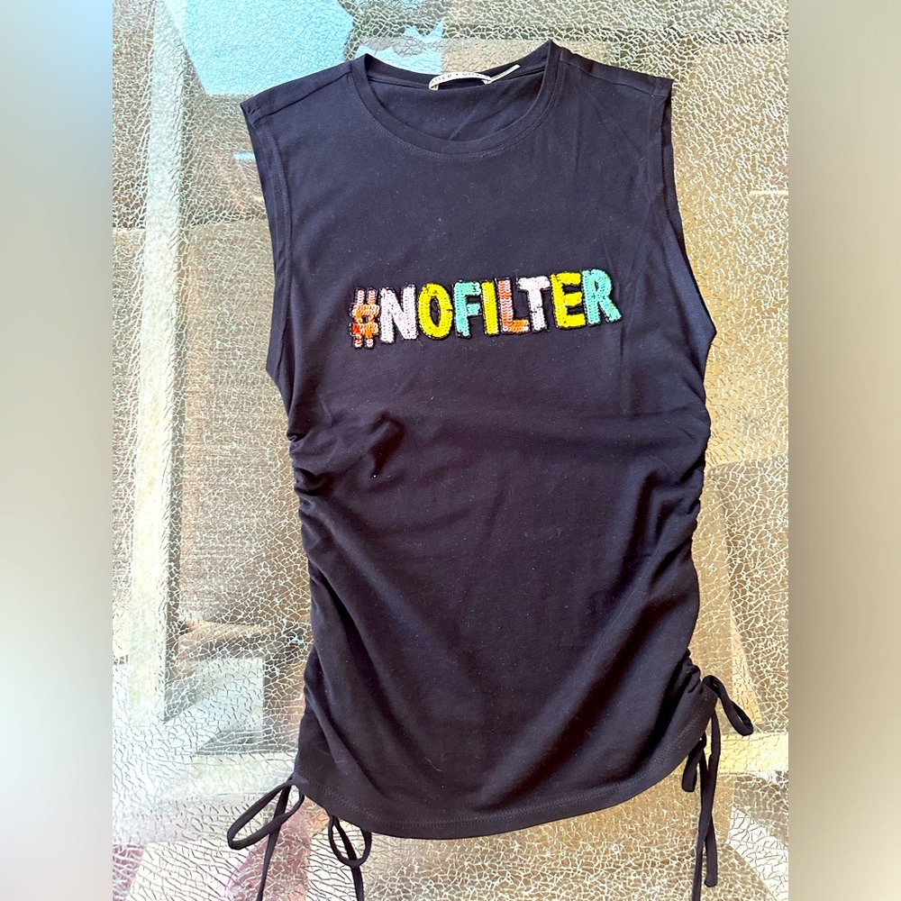 🌟HOST PICK🌟 ALICE & OLIVIA BLACK “NO FILTER” BLACK TANK SIZE SMALL EUC